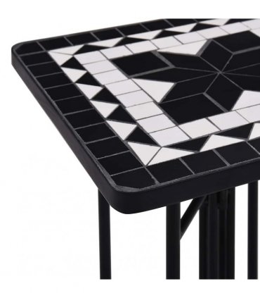 vidaXL Mosaic Side Table Black and White Ceramic