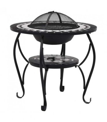 vidaXL Mosaic Fire Pit Table Black and White 68 cm Ceramic