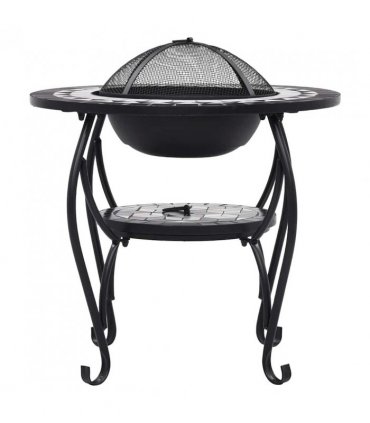 vidaXL Mosaic Fire Pit Table Black and White 68 cm Ceramic