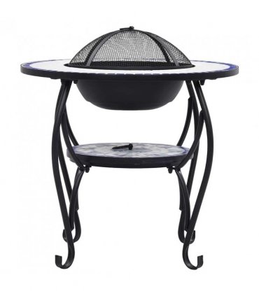 vidaXL Mosaic Fire Pit Table Blue and White 68 cm Ceramic