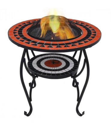 vidaXL Mosaic Fire Pit Table Terracotta and White 68 cm Ceramic