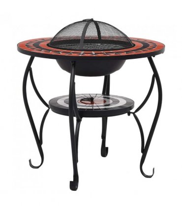 vidaXL Mosaic Fire Pit Table Terracotta and White 68 cm Ceramic