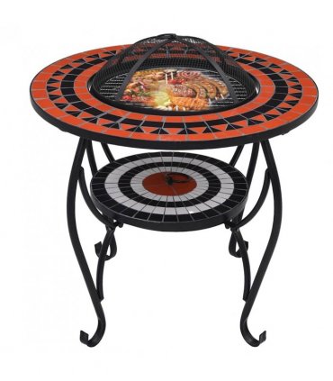 vidaXL Mosaic Fire Pit Table Terracotta and White 68 cm Ceramic