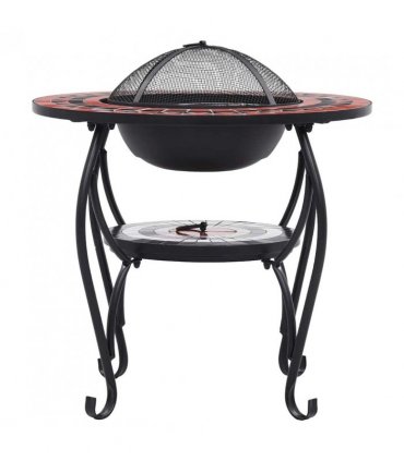 vidaXL Mosaic Fire Pit Table Terracotta and White 68 cm Ceramic