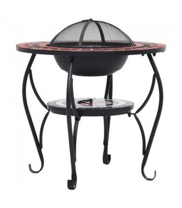 vidaXL Mosaic Fire Pit Table Terracotta and White 68 cm Ceramic