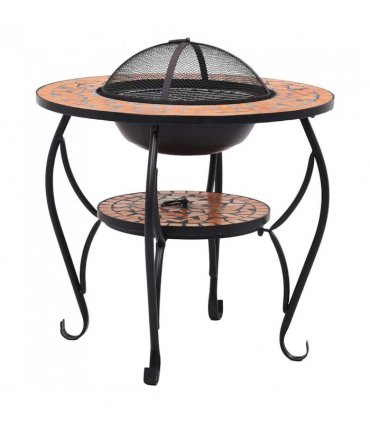 vidaXL Mosaic Fire Pit Table Terracotta 68 cm Ceramic