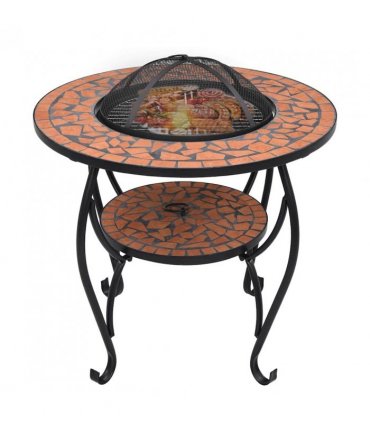 vidaXL Mosaic Fire Pit Table Terracotta 68 cm Ceramic