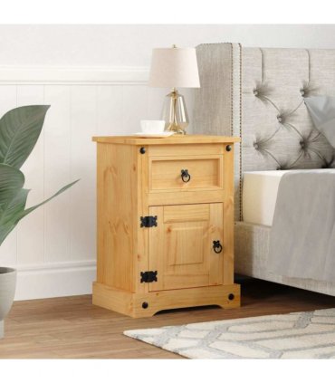 vidaXL Bedside Cabinet Mexican Pine Corona Range 53x39x66 cm — Colour: brown