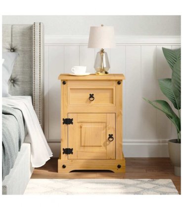 vidaXL Bedside Cabinet Mexican Pine Corona Range 53x39x66 cm — Colour: brown