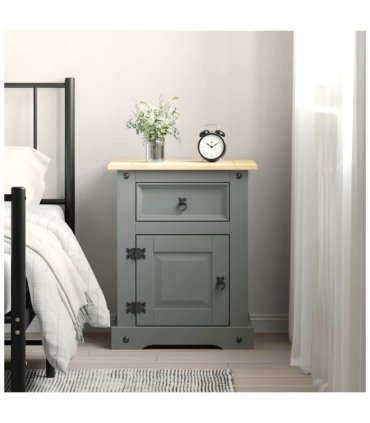 vidaXL Bedside Cabinet Mexican Pine Corona Range Grey 53x39x67 cm