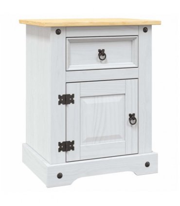 vidaXL Bedside Cabinet Mexican Pine Corona Range White 53x39x67 cm