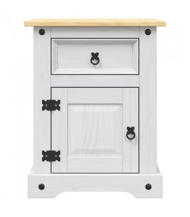 vidaXL Bedside Cabinet Mexican Pine Corona Range White 53x39x67 cm