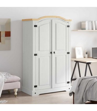 vidaXL Wardrobe Mexican Pine Corona Range 2 Doors White