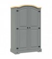 vidaXL Wardrobe Mexican Pine Corona Range 2 Doors Grey