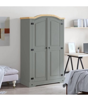 vidaXL Wardrobe Mexican Pine Corona Range 2 Doors Grey