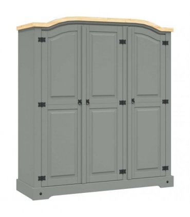 vidaXL Wardrobe Mexican Pine Corona Range 3 Doors Grey
