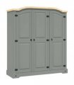 vidaXL Wardrobe Mexican Pine Corona Range 3 Doors Grey