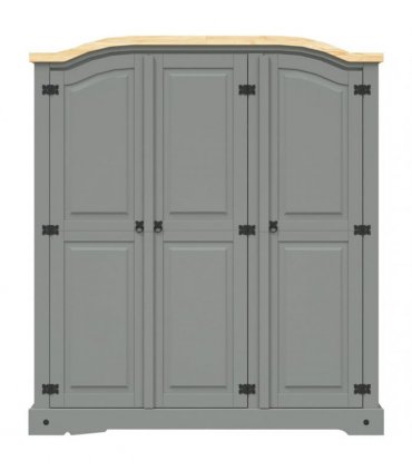 vidaXL Wardrobe Mexican Pine Corona Range 3 Doors Grey
