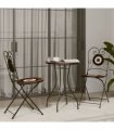 vidaXL Mosaic Bistro Set Terracotta and White Iron and Ceramic — Colour: terracotta and black