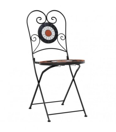 vidaXL Mosaic Bistro Set Terracotta and White Iron and Ceramic — Colour: terracotta and black