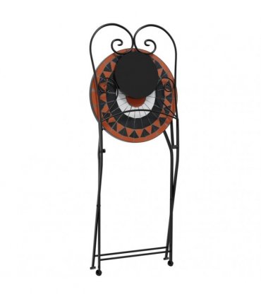 vidaXL Mosaic Bistro Set Terracotta and White Iron and Ceramic — Colour: terracotta and black