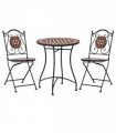 vidaXL Mosaic Bistro Set | Terracotta | Powder-coated iron, ceramic tile