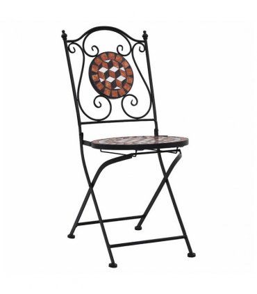 vidaXL Mosaic Bistro Set | Terracotta | Powder-coated iron, ceramic tile