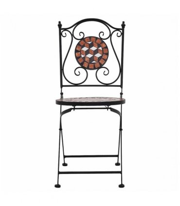 vidaXL Mosaic Bistro Set | Terracotta | Powder-coated iron, ceramic tile