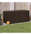 vidaXL Garden Storage Box with Wheels Brown 283L Poly Rattan — Size: 127 x 55 x 56/59.5 cm