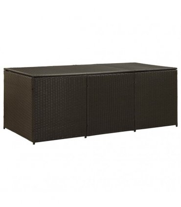 vidaXL Storage Chest | Brown | Poly Rattan | Large | Garden Storage Box — Size: 180 x 90 x 70 cm