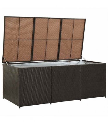 vidaXL Storage Chest | Brown | Poly Rattan | Large | Garden Storage Box — Size: 180 x 90 x 70 cm