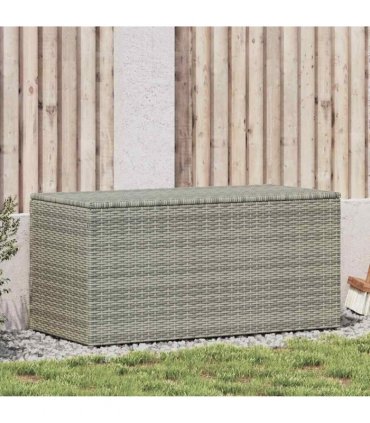 vidaXL Garden Storage Box Poly Rattan 100x50x50 cm Grey — Size: 100 x 50 x 50 cm