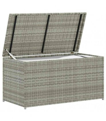 vidaXL Garden Storage Box Poly Rattan 100x50x50 cm Grey — Size: 100 x 50 x 50 cm