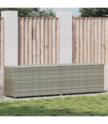 vidaXL Garden Storage Box Poly Rattan 200x50x60 cm Grey — Size: 200 x 50 x 60 cm