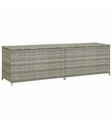 vidaXL Garden Storage Box Poly Rattan 200x50x60 cm Grey — Size: 200 x 50 x 60 cm