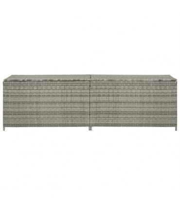 vidaXL Garden Storage Box Poly Rattan 200x50x60 cm Grey — Size: 200 x 50 x 60 cm