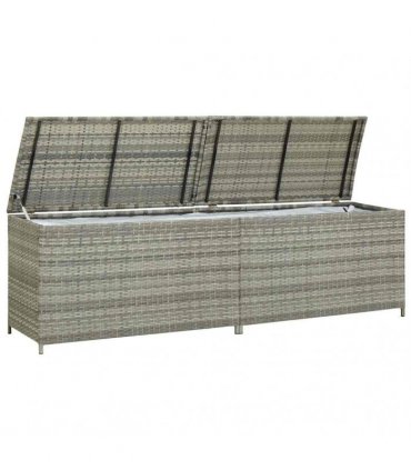 vidaXL Garden Storage Box Poly Rattan 200x50x60 cm Grey — Size: 200 x 50 x 60 cm