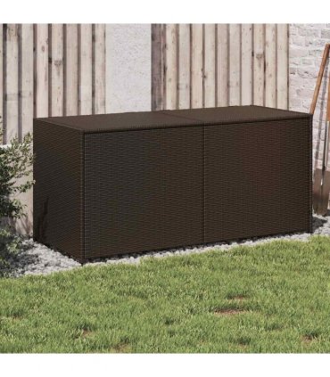 vidaXL Garden Storage Box Brown 283L Poly Rattan — Size: 120 x 50 x 56 cm