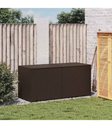 vidaXL Garden Storage Box Brown 283L Poly Rattan — Size: 120 x 50 x 56 cm