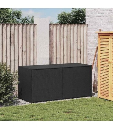 vidaXL Garden Storage Box Black 283L Poly Rattan — Size: 120 x 50 x 56 cm