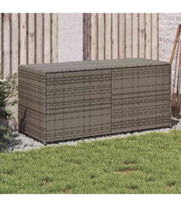 vidaXL Garden Storage Box Grey 283L Poly Rattan — Size: 120 x 50 x 56 cm