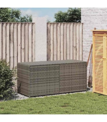 vidaXL Garden Storage Box Grey 283L Poly Rattan — Size: 120 x 50 x 56 cm