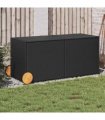 vidaXL Garden Storage Box with Wheels Black 283L Poly Rattan — Size: 127 x 55 x 56/59.5 cm