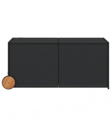 vidaXL Garden Storage Box with Wheels Black 283L Poly Rattan — Size: 127 x 55 x 56/59.5 cm