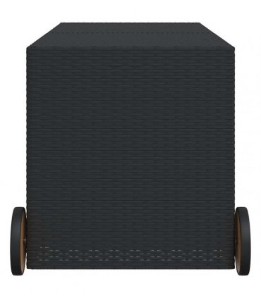 vidaXL Garden Storage Box with Wheels Black 283L Poly Rattan — Size: 127 x 55 x 56/59.5 cm