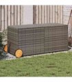 vidaXL Garden Storage Box with Wheels Grey 283L Poly Rattan — Size: 127 x 55 x 56/59.5 cm