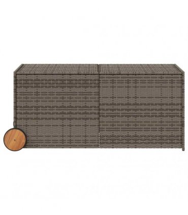 vidaXL Garden Storage Box with Wheels Grey 283L Poly Rattan — Size: 127 x 55 x 56/59.5 cm