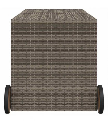 vidaXL Garden Storage Box with Wheels Grey 283L Poly Rattan — Size: 127 x 55 x 56/59.5 cm