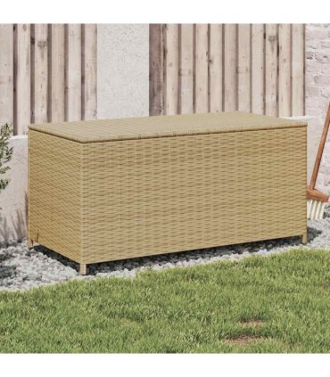 vidaXL Garden Storage Box Mix Beige 190L Poly Rattan — Size: 100 x 50 x 50 cm
