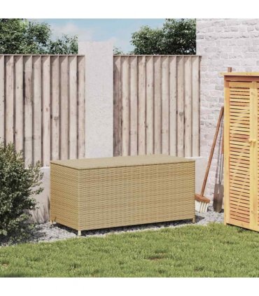 vidaXL Garden Storage Box Mix Beige 190L Poly Rattan — Size: 100 x 50 x 50 cm